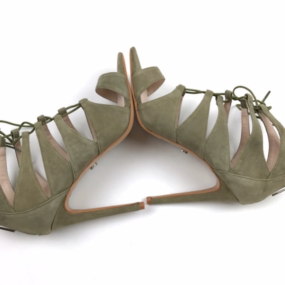 Victoria's Secret Green Lace Up Sandals Heels - Picture 5 of 8